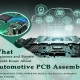 Robotic arm placing a large BGA chip onto a high-density PCBA with real-time AI defect detection overlays.