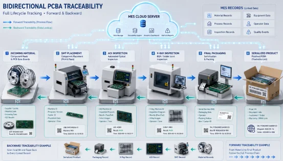 Bidirectional PCBA traceability process diagram