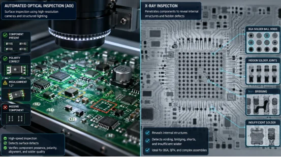 PCBA AOI and X-ray inspection comparison