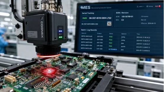 PCBA barcode scanning with MES tracking
