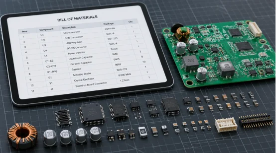 Tablet with Bill of Materials and circuit board components